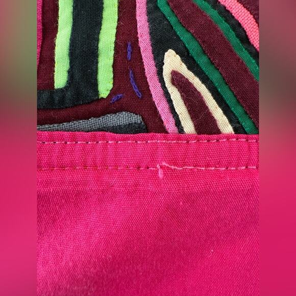 Vintage My Name Is Panama Pink Neon Abstract Embroidered Button Front Shirt Sm - Picture 8 of 8